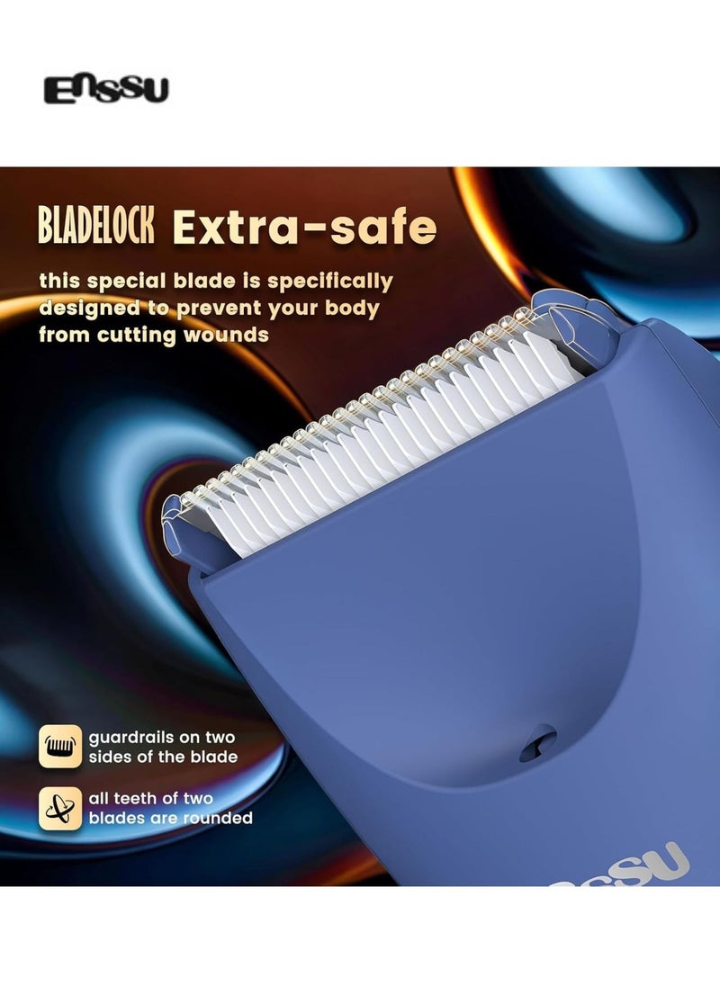 Men's Body Hair Trimmer, Waterproof  Skin-Safe Ceramic Shaving Head, Electric Ball Trimmer For Beard & Chest, LCD Display, Fast Charging, Adjustable Length （Blue）