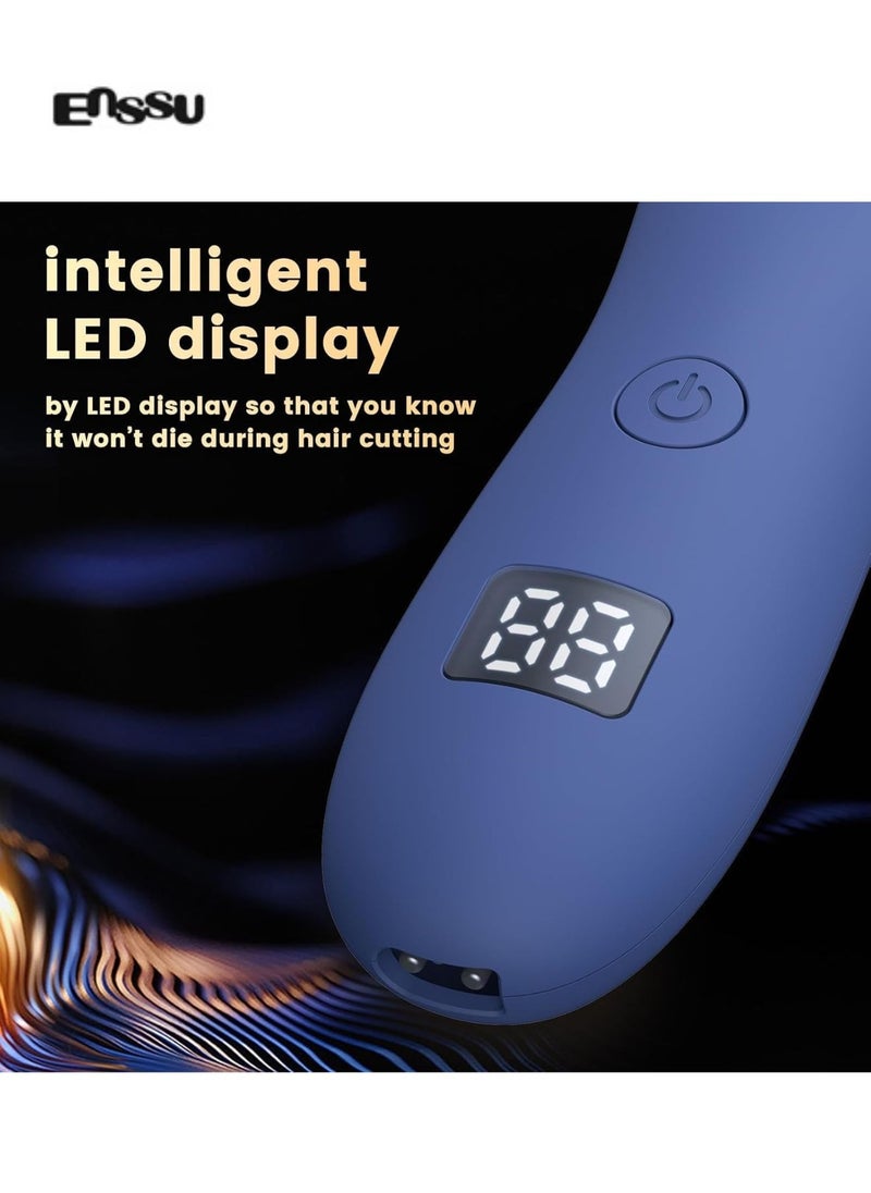 Men's Body Hair Trimmer, Waterproof  Skin-Safe Ceramic Shaving Head, Electric Ball Trimmer For Beard & Chest, LCD Display, Fast Charging, Adjustable Length （Blue）