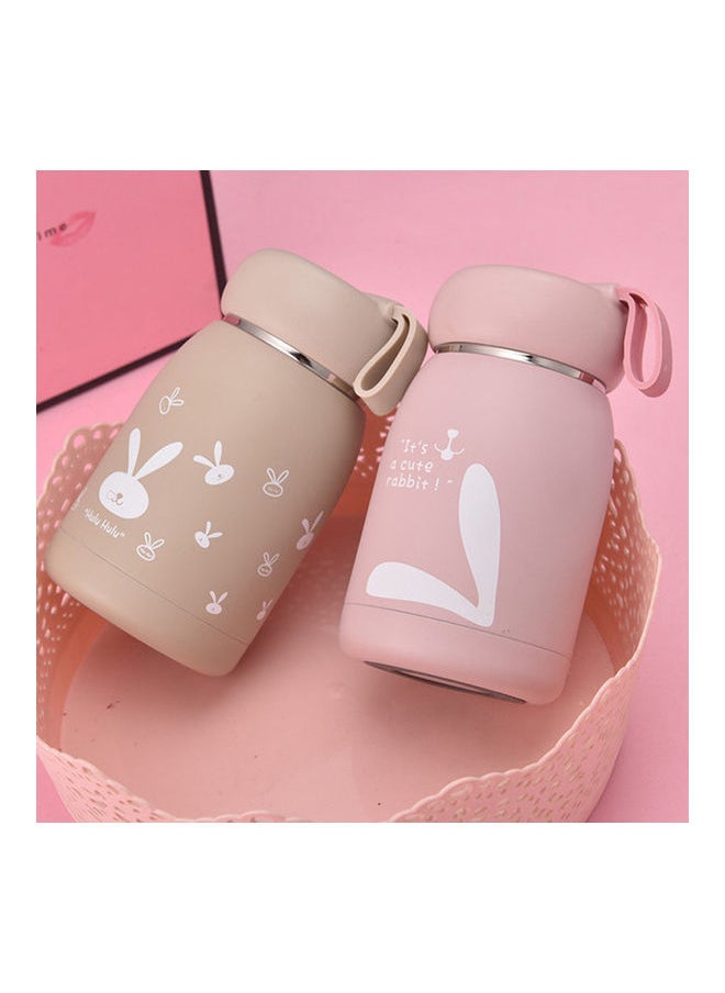 Stainless Steel Vacuum Insulated Bottle With Easy Carry Strap For Hot And Cold Pink 15x8x8cm
