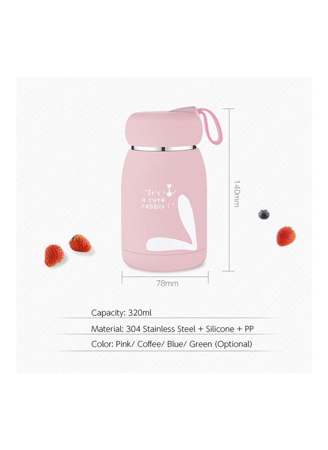 Stainless Steel Vacuum Insulated Bottle With Easy Carry Strap For Hot And Cold Pink 15x8x8cm