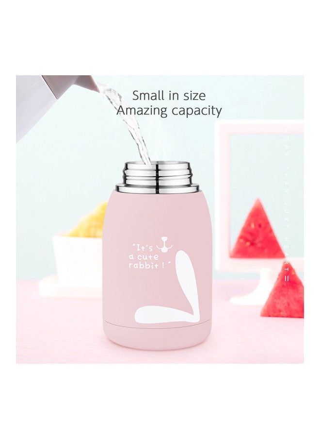 Stainless Steel Vacuum Insulated Bottle With Easy Carry Strap For Hot And Cold Pink 15x8x8cm