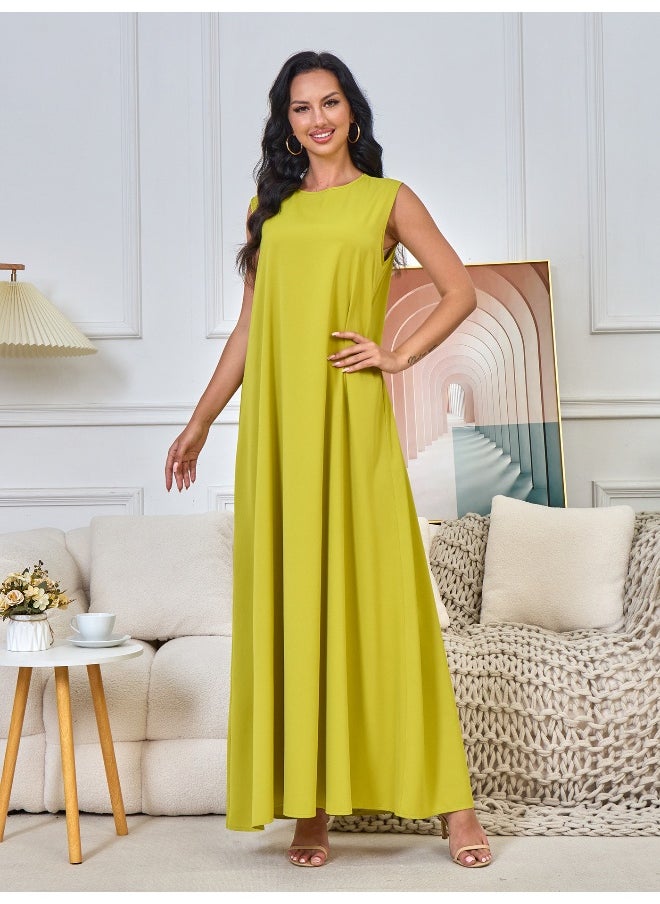 Matcha Green Long Sleeve Muslim Printed Cardigan Two-Piece Dress and Robe Set