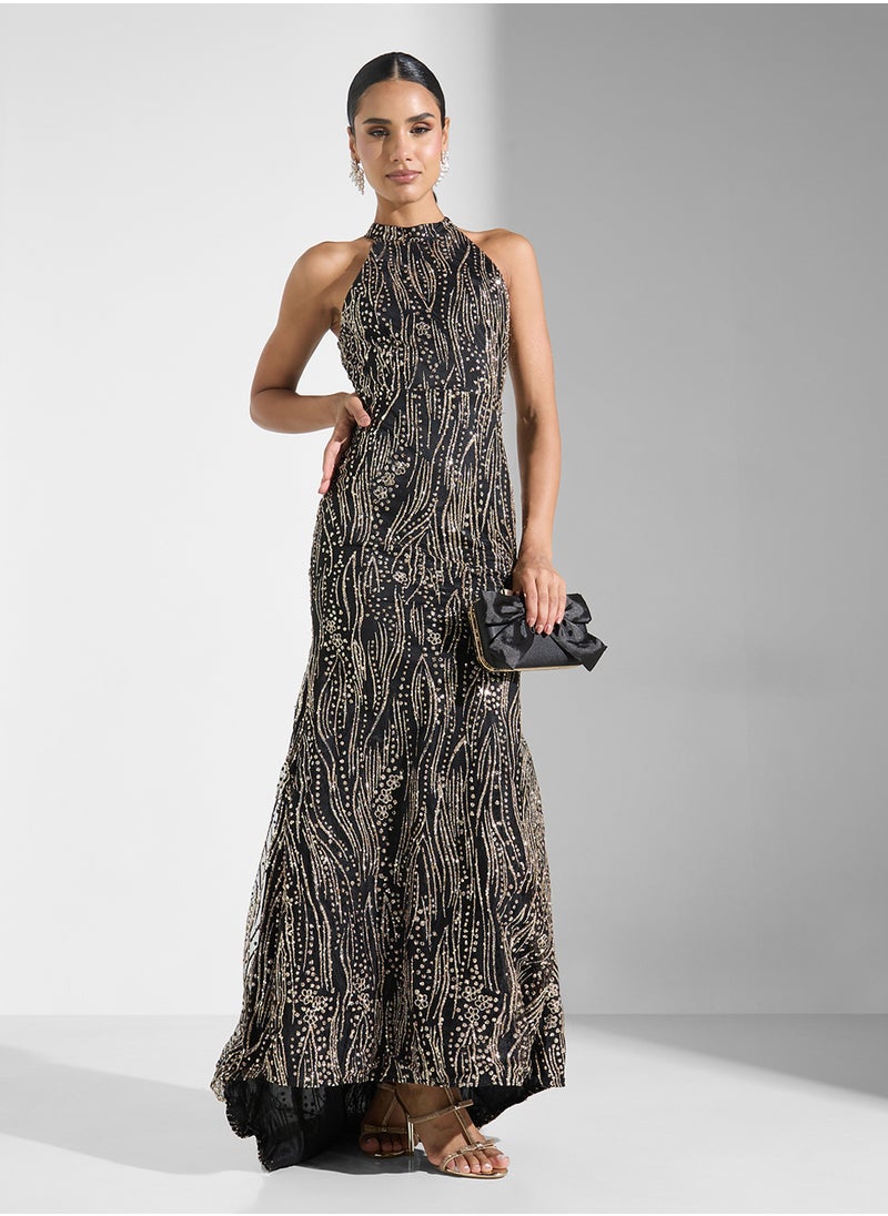 Halter Neck Gown Dress