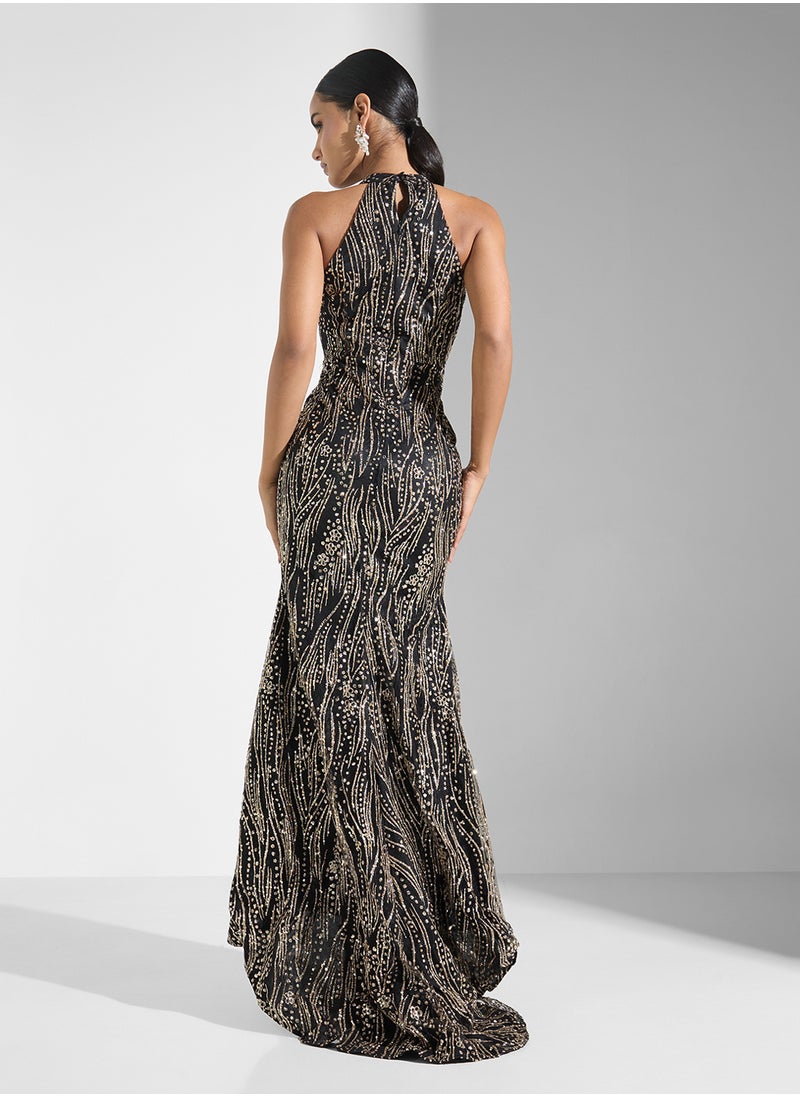 Halter Neck Gown Dress