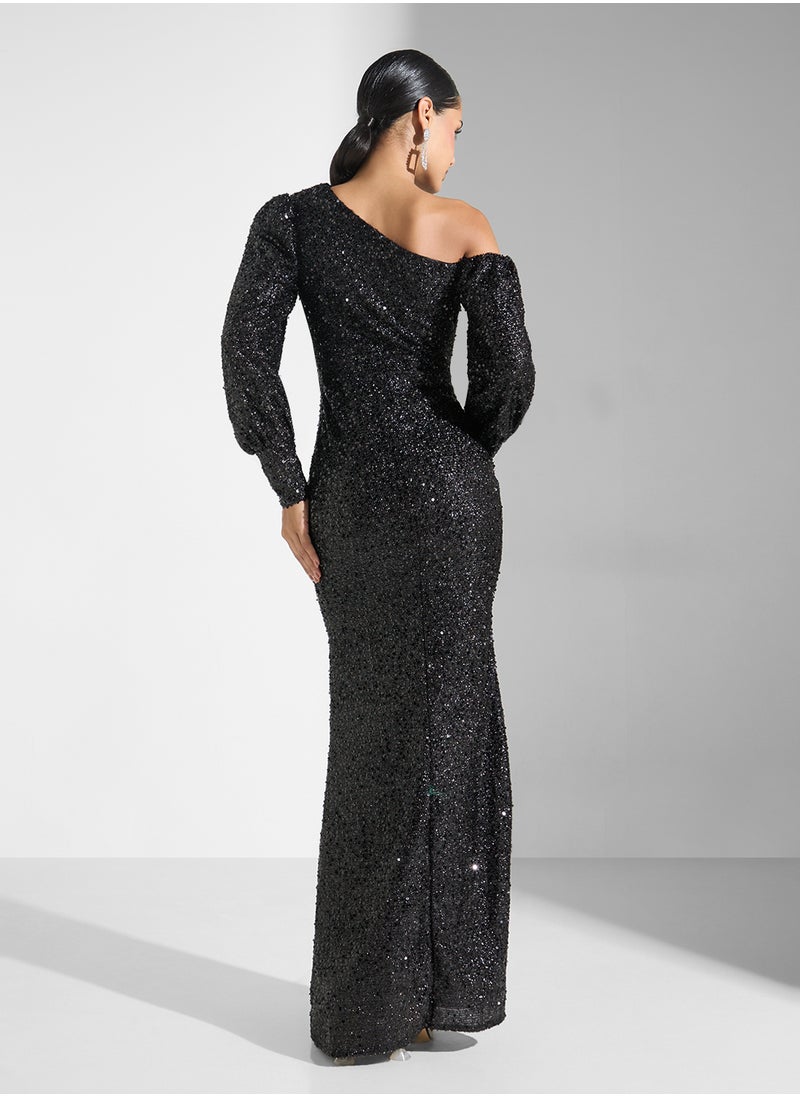 Sequin Slit Dress