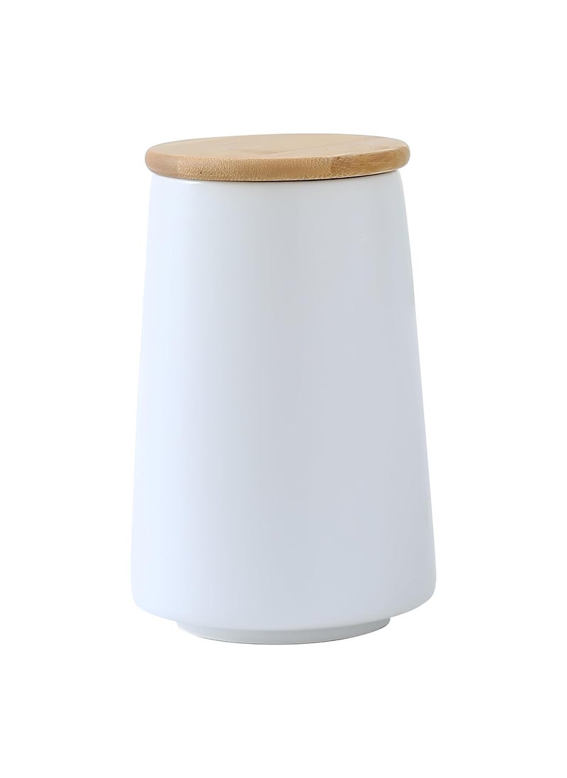 UMAI Ceramic Jar Kitchen Storage With Bamboo Lid | Kitchen Accessories Items | Airtight Kitchen Container For Storage | Multipurpose Jar For Pickle Dry Fruits Nuts | White | 850ML | BPA Free