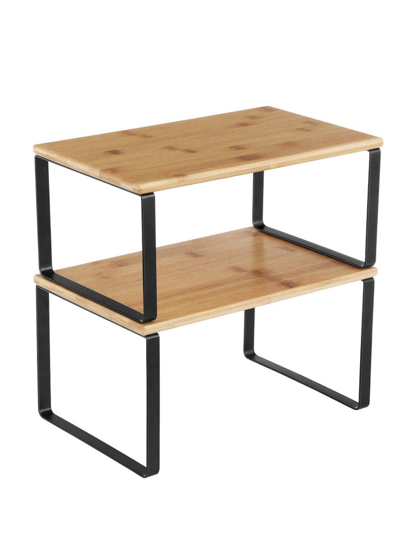 2 Tier Bamboo Wooden Spice Rack and Organizer, Seasoning Spice Jar Organizer,Tiered Wooden Spice Racks Free Standing for Cabinet Drawers and Countertop