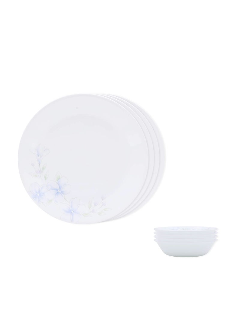 Corelle Lapinue1-8 Pcs Mini Dining Set (VDB) | for Family of 4| Break & Chip Resistant | Lightweight & Durable | Microwave & Dishwasher Safe