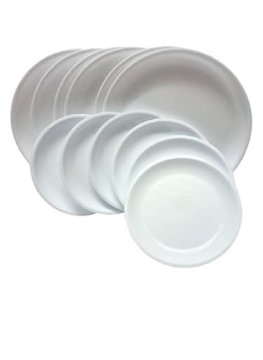 Everbuy® Round Full Plate (10 INCH) 6 PCS and Half Plate(7.5 INCH) 6 PCS Dinner Plate Set 12 PCS of Plates- White Color