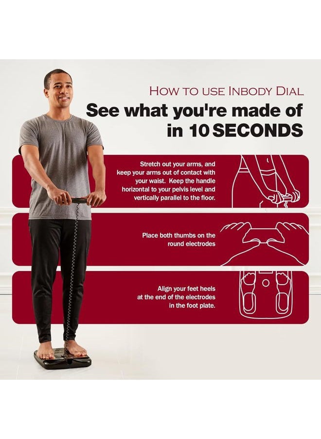 Dial H20 Body Fat Scale - InBody Scale for Body Weight, Fat Percentage and Muscle Mass - Gym Accessory for Men & Women, Body Fat Measurement Device - Bluetooth-Connected, Midnight Black