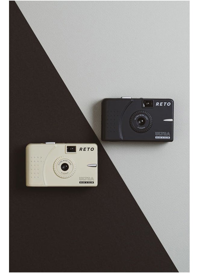 Ultra Wide and Slim 35mm Reusable Daylight Film Camera - 22mm Wide Lens, Focus Free, Light Weight, Easy to Use (Cream)