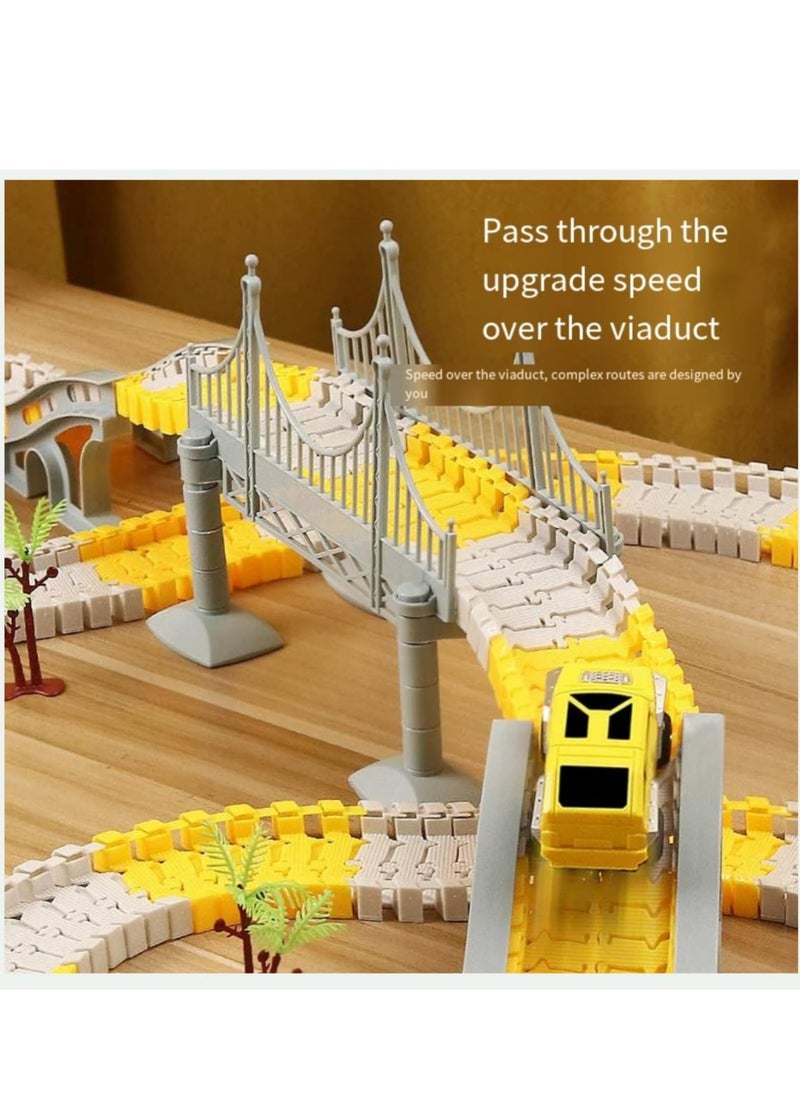 Kids Toys 334 PCS Construction Race Tracks Toy for 3 4 5 6 7 8 Year Old Boys Girls, toy car 5 PCS Truck Car and Flexible Track Play Set Create A Engineering Road Games Toddler Toys Birthday Gifts