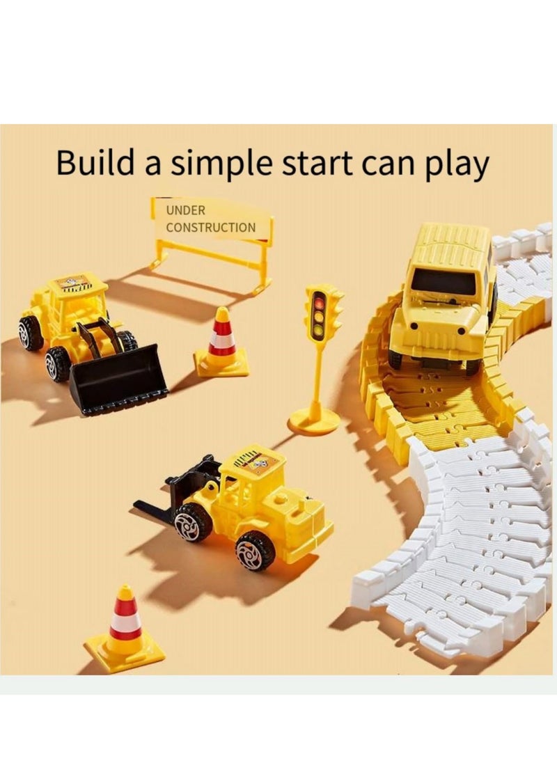 Kids Toys 334 PCS Construction Race Tracks Toy for 3 4 5 6 7 8 Year Old Boys Girls, toy car 5 PCS Truck Car and Flexible Track Play Set Create A Engineering Road Games Toddler Toys Birthday Gifts