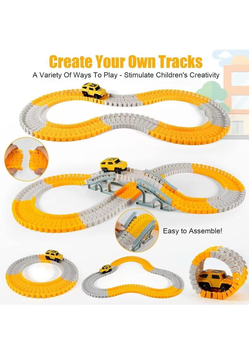 Kids Toys 334 PCS Construction Race Tracks Toy for 3 4 5 6 7 8 Year Old Boys Girls, toy car 5 PCS Truck Car and Flexible Track Play Set Create A Engineering Road Games Toddler Toys Birthday Gifts