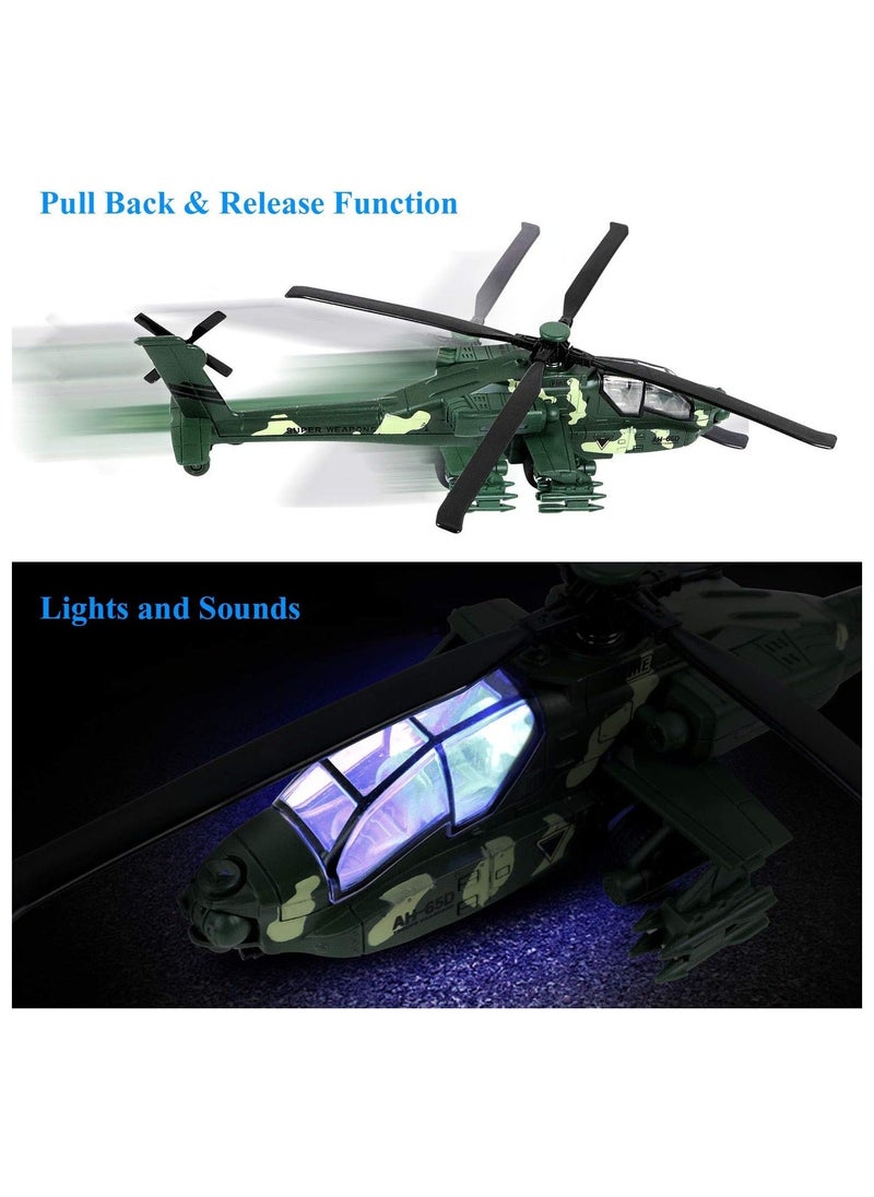 Military Helicopter Toy, Air Force Combat Military Fighter Model with Lights and Sounds, Army Plane Toys for Kids Boys Girl Gift