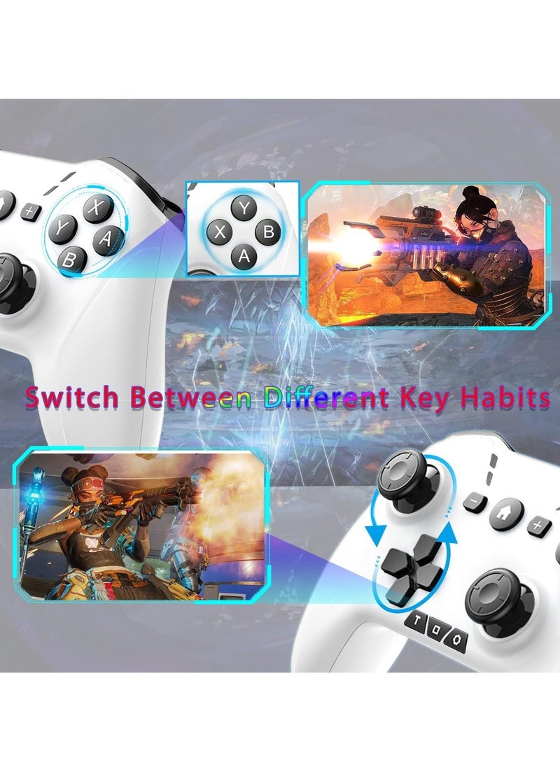 Bluetooth Controller for iPhone/Mobile Phone/Switch/Mac/iPad/Android/Laptop, Switch Pro Controller Gamepad Joystick for Apple Arcade MFi Games With Clip, Backbone and Trigger Keys, Whiteu0026Black