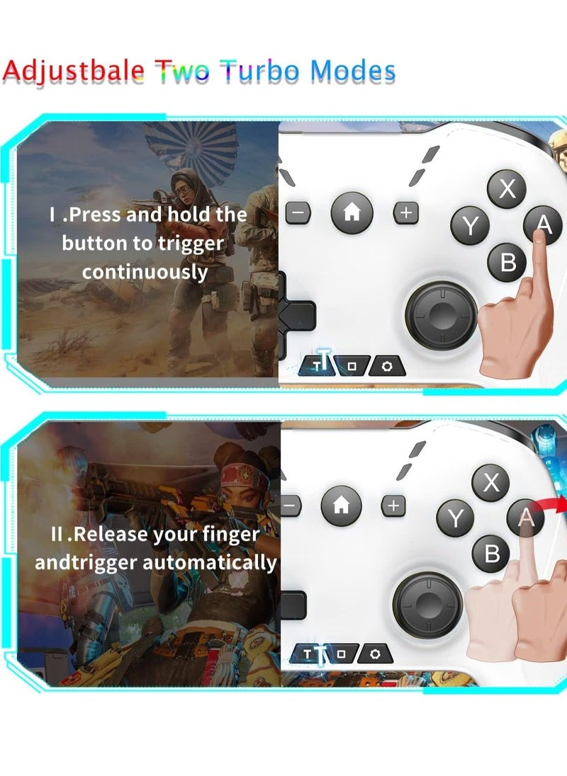 Bluetooth Controller for iPhone/Mobile Phone/Switch/Mac/iPad/Android/Laptop, Switch Pro Controller Gamepad Joystick for Apple Arcade MFi Games With Clip, Backbone and Trigger Keys, Whiteu0026Black