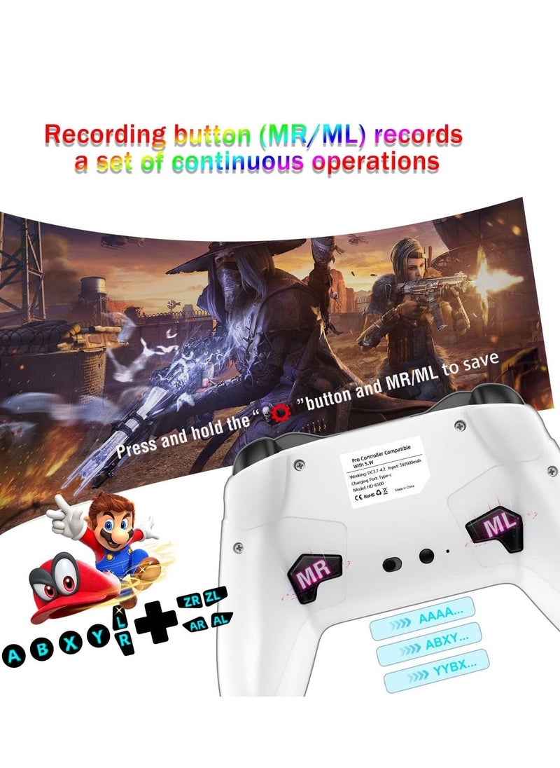 Bluetooth Controller for iPhone/Mobile Phone/Switch/Mac/iPad/Android/Laptop, Switch Pro Controller Gamepad Joystick for Apple Arcade MFi Games With Clip, Backbone and Trigger Keys, Whiteu0026Black