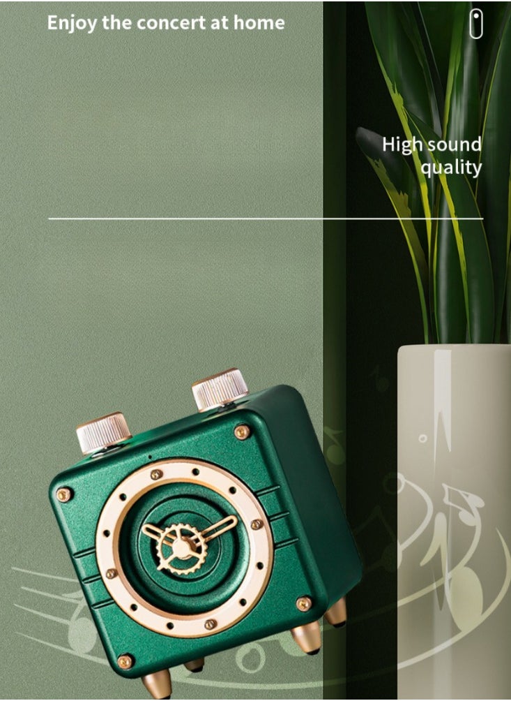 Fashion Retro Clock&Speaker Creative Gift Mini Bluetooth speaker ornaments Green Wireless Buletooth Speaker