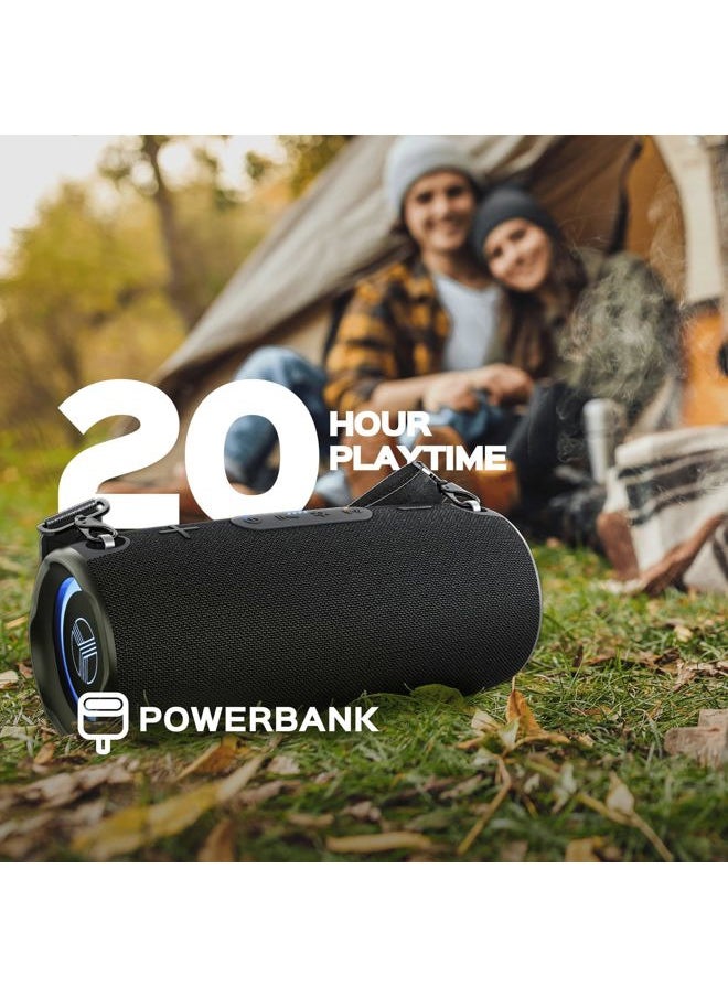 Ultra Loud Wireless Speaker - 60W Stereo Sound with Deep Bass, 20H Playtime, Powerbank, Waterproof, Loudest Portable Bluetooth Speaker for Home, Outdoor Party, Beach, Work, Travel, HD-Max