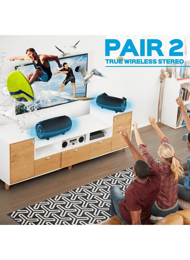 Ultra Loud Wireless Speaker - 60W Stereo Sound with Deep Bass, 20H Playtime, Powerbank, Waterproof, Loudest Portable Bluetooth Speaker for Home, Outdoor Party, Beach, Work, Travel, HD-Max