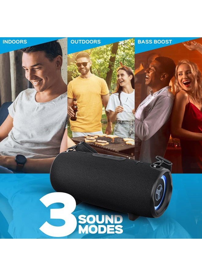 Ultra Loud Wireless Speaker - 60W Stereo Sound with Deep Bass, 20H Playtime, Powerbank, Waterproof, Loudest Portable Bluetooth Speaker for Home, Outdoor Party, Beach, Work, Travel, HD-Max