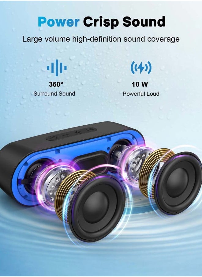 Bluetooth Speakers, Waterproof Portable Speakers with TWS, 24 Playtime, Stereo Sound, Wireless for Home Shower Pool Beach Outdoor (Black)