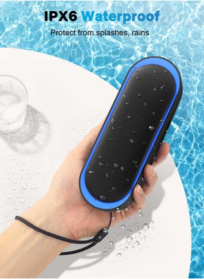 Bluetooth Speakers, Waterproof Portable Speakers with TWS, 24 Playtime, Stereo Sound, Wireless for Home Shower Pool Beach Outdoor (Black)
