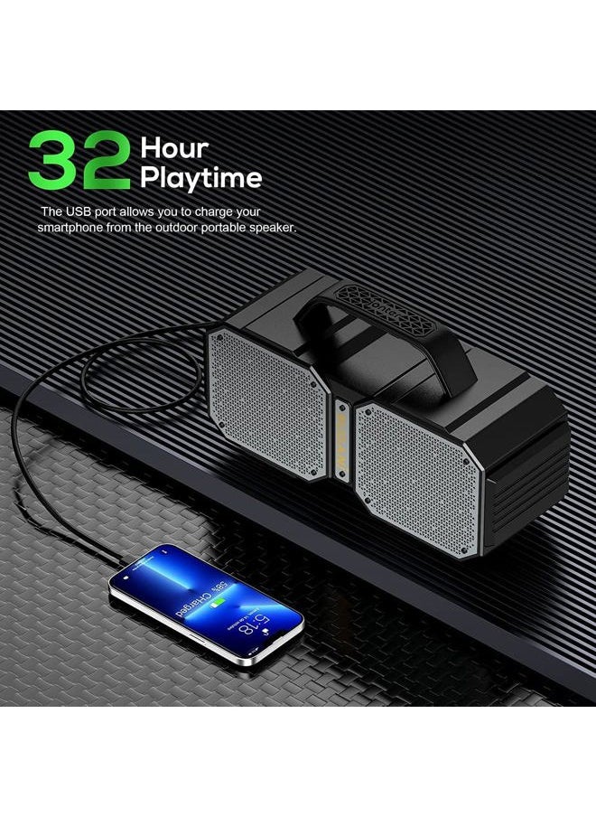 Shock Bluetooth Speaker, Portable Bluetooth 5.3, Waterproof, 60W Super Power, Outdoor Speaker, Black(New Model)