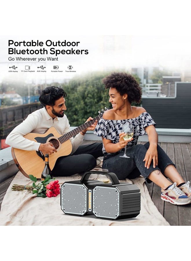 Shock Bluetooth Speaker, Portable Bluetooth 5.3, Waterproof, 60W Super Power, Outdoor Speaker, Black(New Model)