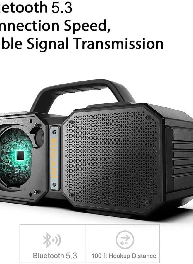 Shock Bluetooth Speaker, Portable Bluetooth 5.3, Waterproof, 60W Super Power, Outdoor Speaker, Black(New Model)
