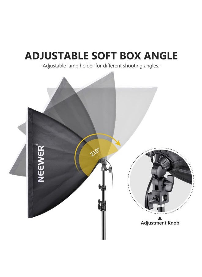 Neewer 700W Equivalent Softbox Lighting Kit, 2Pack UL Certified 5700K LED Lighting Bulbs, 24x24 inches Softboxes with E26 Socket, Photography Continuous Lighting Kit Photo Studio Equipment