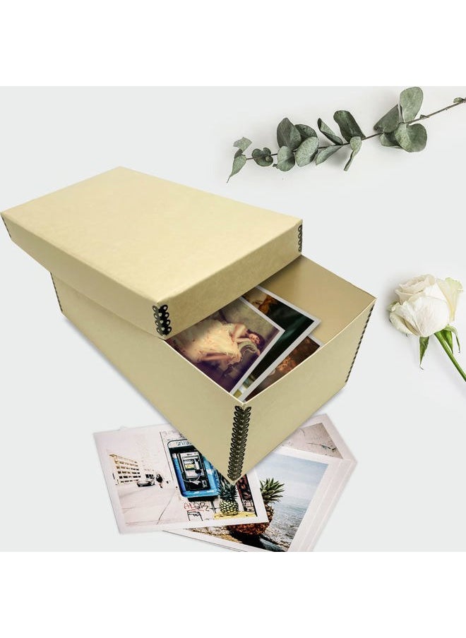 Photo Card Box, Museum-Quality Archival Storage, Acid-Free with Removable Lid, Bulk Storage for Negatives, Prints, Films, Photos, 4x6x12 Inches, Tan