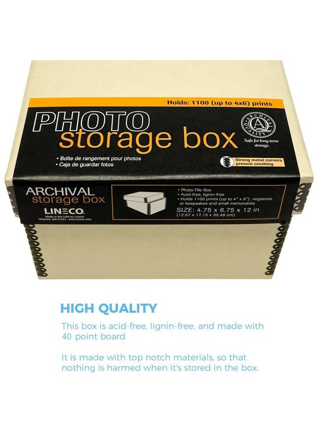 Photo Card Box, Museum-Quality Archival Storage, Acid-Free with Removable Lid, Bulk Storage for Negatives, Prints, Films, Photos, 4x6x12 Inches, Tan