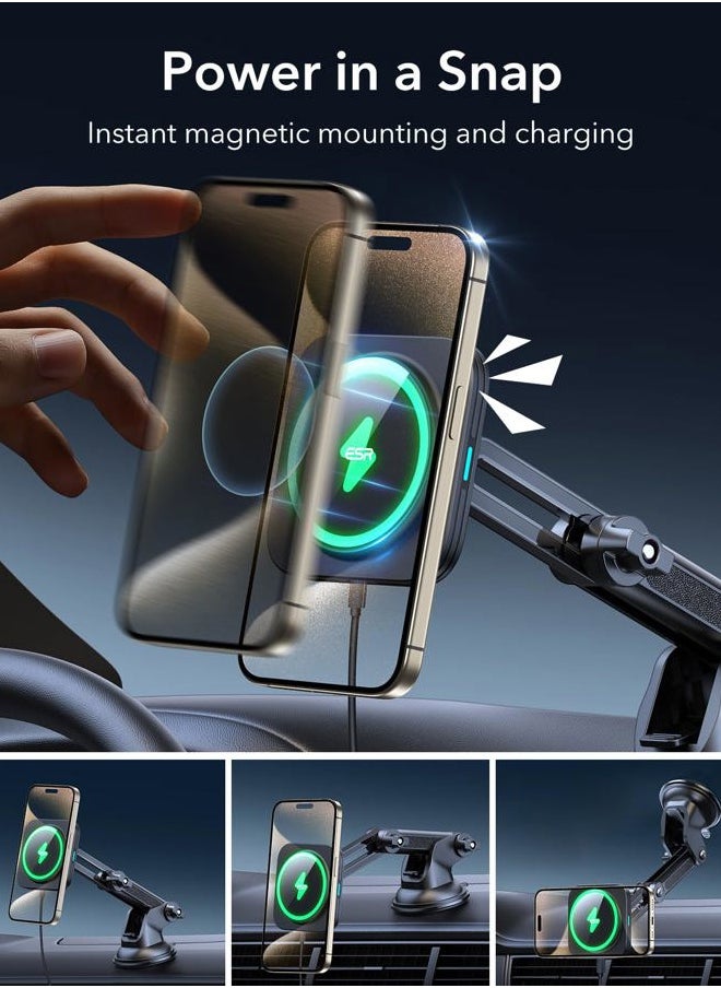 for MagSafe Car Mount Charger, for Magsafe Car Charger, Dashboard/Windshield Magnetic Wireless Phone Charging, 360° Rotation, Magnetic Car Phone Holder for iPhone 16/15/14/13/12,S25, Fast Charging