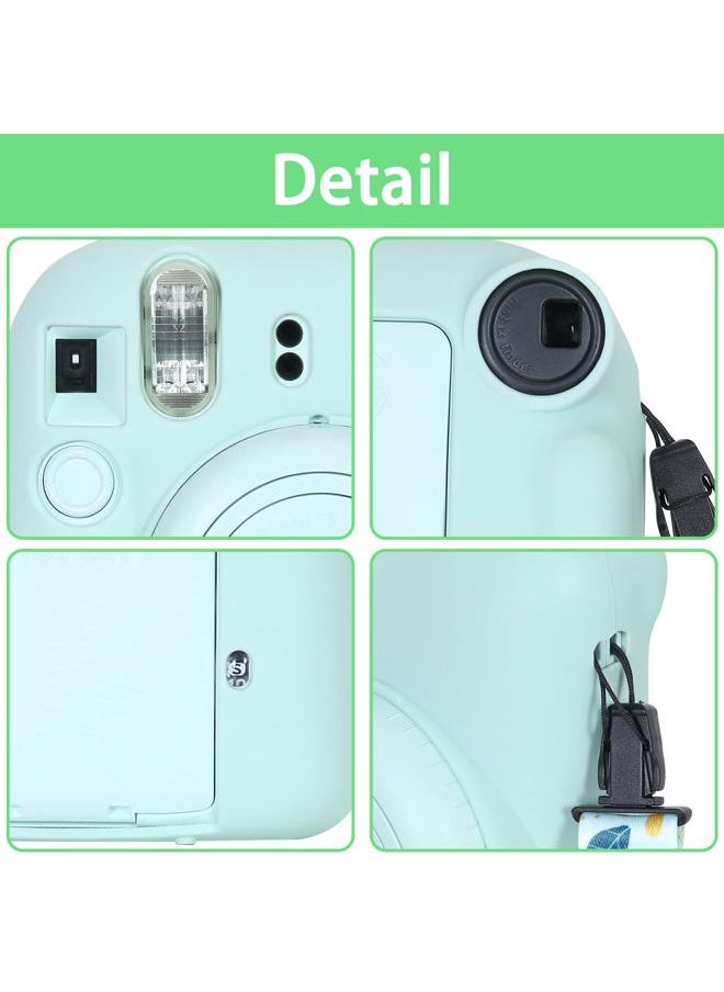 Silicon Protective Cover Suitable for Fujifilm Instax Mini 12 Camera with Shoulder Strap(Mint Green,Case Only)