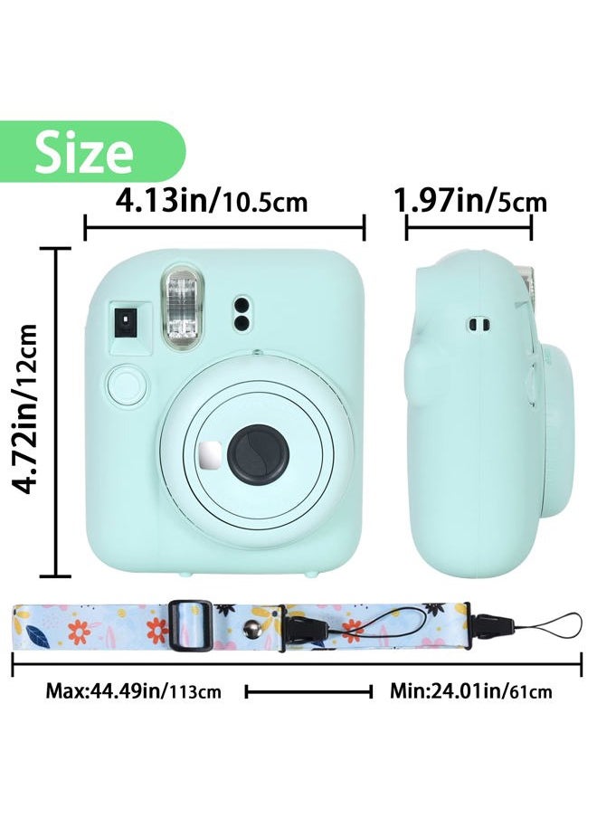Silicon Protective Cover Suitable for Fujifilm Instax Mini 12 Camera with Shoulder Strap(Mint Green,Case Only)