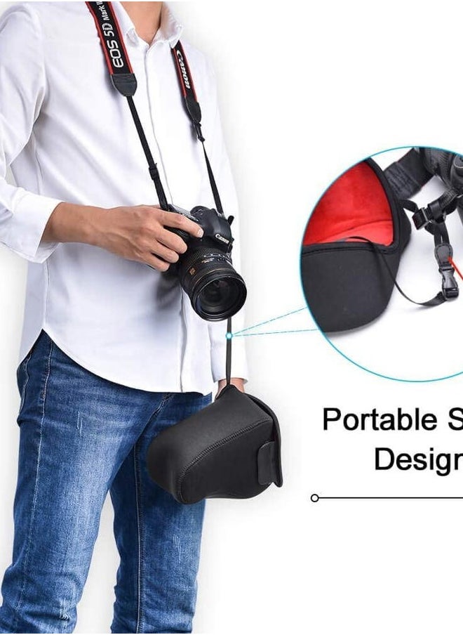 DSLR SLR Camera Sleeve Case with Neoprene Protection, Compatible for Nikon, Canon, Pentax, Sony and ect...(Medium Black)