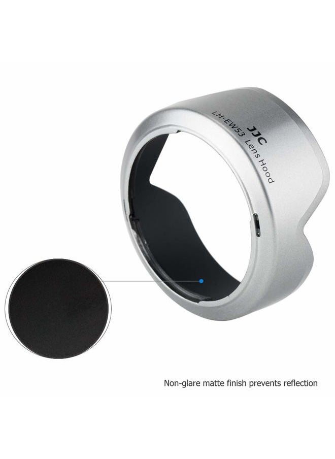 Camera Lens Hood Shade for Canon EF-M 15-45mm f/3.5-6.3 is STM & RF-S 18-45mm f/4.5-6.3 is STM Lens on Canon EOS R100 R50 M50 M50 Mark II M5 M6 Mark II M200 M100 Replaces Canon EW-53 Hood-Sliver