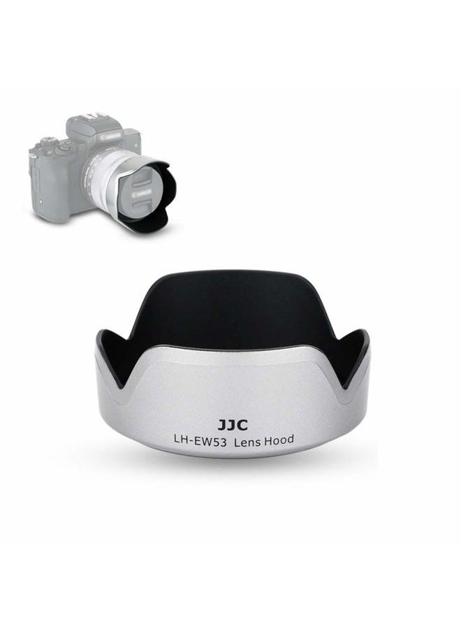 Camera Lens Hood Shade for Canon EF-M 15-45mm f/3.5-6.3 is STM & RF-S 18-45mm f/4.5-6.3 is STM Lens on Canon EOS R100 R50 M50 M50 Mark II M5 M6 Mark II M200 M100 Replaces Canon EW-53 Hood-Sliver