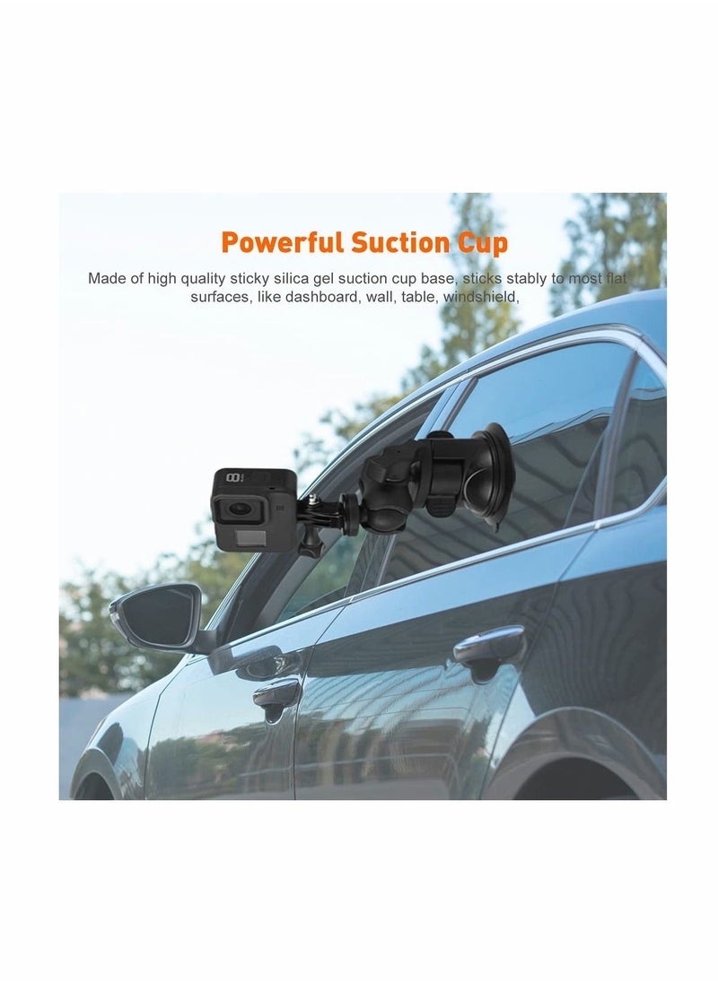 Camera Car Windshield Suction Cup Mount Compatible with for GoPro Hero 10 9 8 7 6 5 Black 4 Session Insta360 for AKASO Campark DJI OSMO Action YI Action Camera Car Dash Cameras