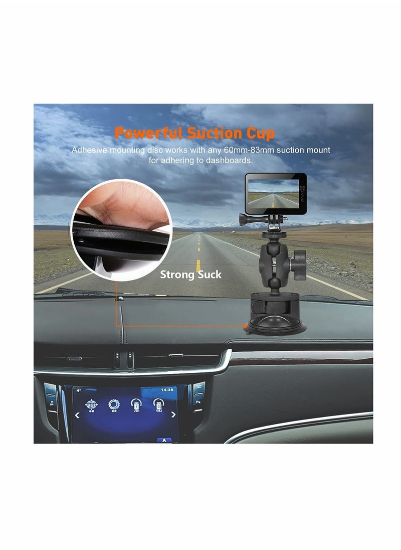 Camera Car Windshield Suction Cup Mount Compatible with for GoPro Hero 10 9 8 7 6 5 Black 4 Session Insta360 for AKASO Campark DJI OSMO Action YI Action Camera Car Dash Cameras