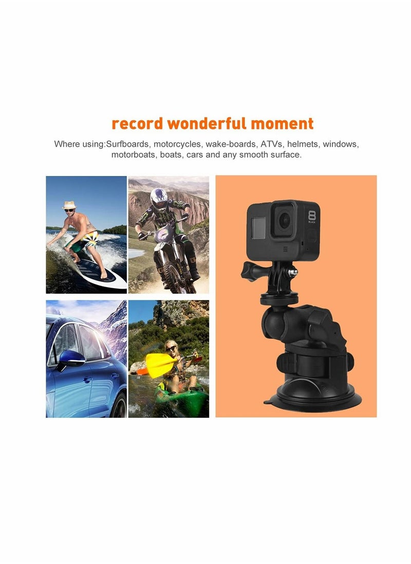 Camera Car Windshield Suction Cup Mount Compatible with for GoPro Hero 10 9 8 7 6 5 Black 4 Session Insta360 for AKASO Campark DJI OSMO Action YI Action Camera Car Dash Cameras