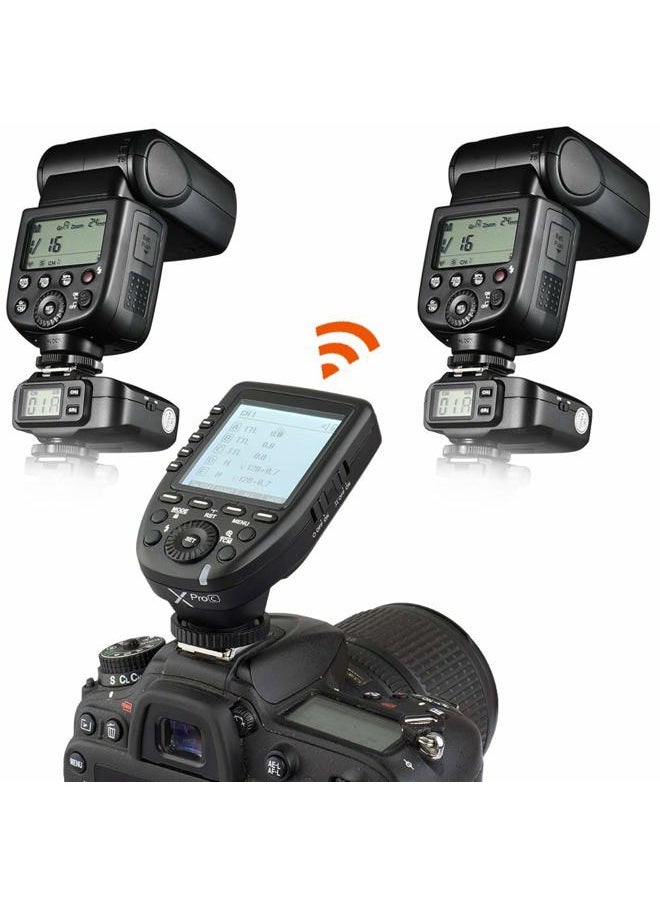 Godox Xpro-C 2.4G X System TTL Wireless Flash Trigger Transmitter & 2 * X1R-C Controller Receiver Compatible for Canon Flash