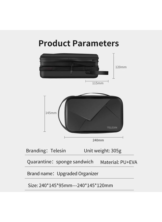 Large Carry Case Carrying Travel Bag for GoPro Max Hero 13 12 11 10 9 8 7 6 5 DJI Action 3 4 5 Osmo Pocket 3 Insta360 X3 Go3 Ace Pro Battery Charger Strap Mount Accessories