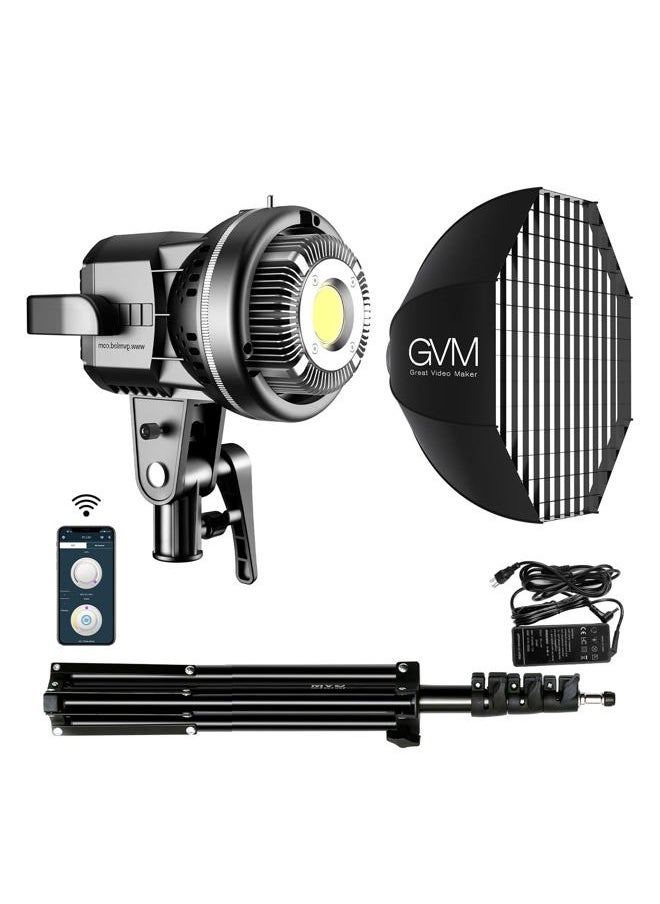 GVM 80W Video Light, Studio Lights for Photography, Softbox Lighting Kit with Bowens Mount, CRI97+ 5600K Colour Temperature , 22in Softbox, Tripod Stand, YouTube, Video, Wedding