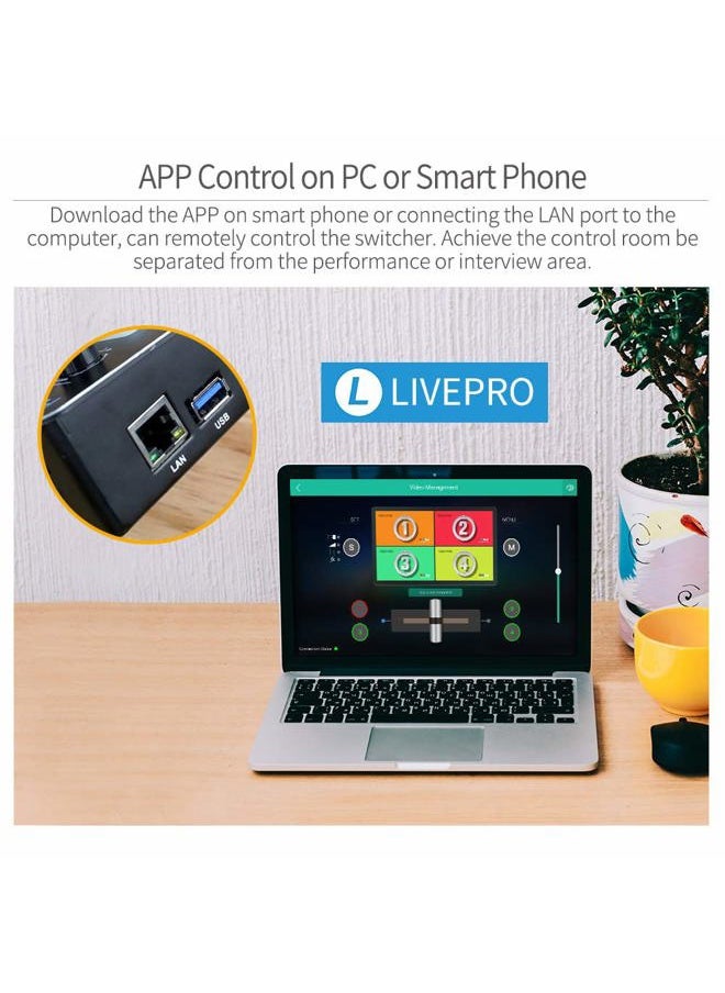 LIVEPRO L1 4 x HDMI Inputs Multi Format Video Mixer Switcher USB 3.0 Output Real Time Live Streaming Multi Camera Production