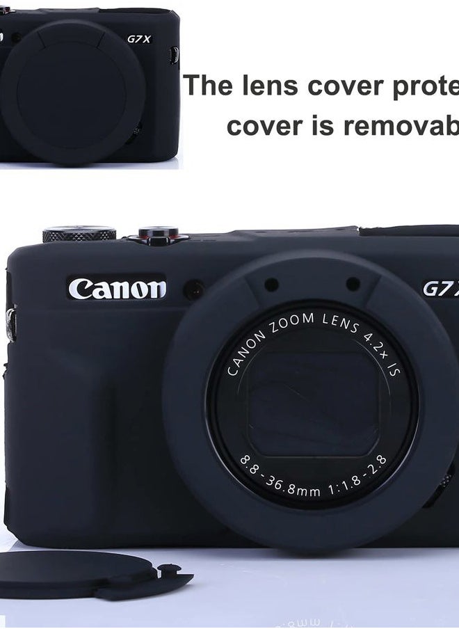 G7 X Mark II G7 X Removable Lens Cover Silicone Cover Rubber Soft Camera Case Cover for Canon PowerShot G7x ii G7x (Glamour Black)