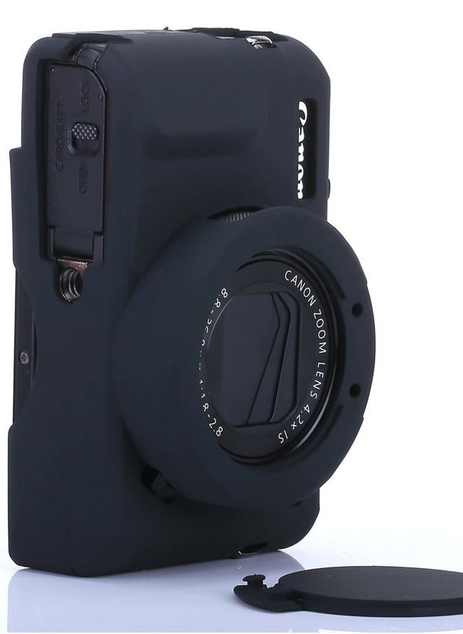 G7 X Mark II G7 X Removable Lens Cover Silicone Cover Rubber Soft Camera Case Cover for Canon PowerShot G7x ii G7x (Glamour Black)