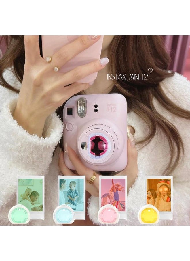 Accessories Kit for Fujifilm Instax Mini 12 Instant Camera Case + Album for Mini 3 Inch Film + Color Filters + Photo Album & Frames + Wall Hanging Frame + DIY Sticker (Shiny Pink)